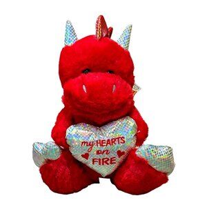 Red Winged Devil Dragon Plush Valentine Stuffed Animal MTY Heart's on Fire 11"